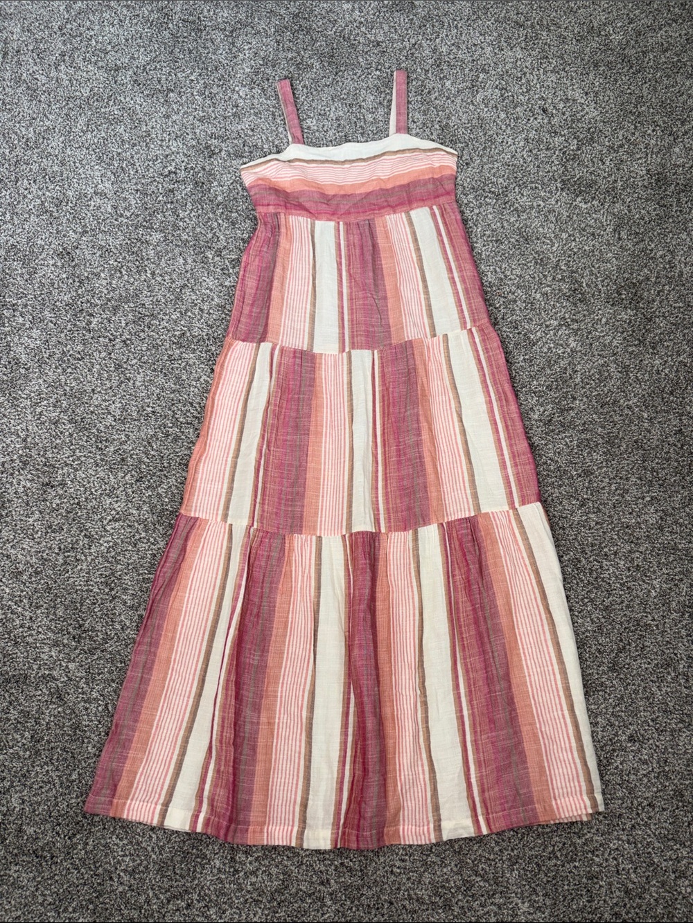 Faherty Sarah Tiered Stripe Cotton Maxi Dress in Oia Stripe - Picture 2 of 6